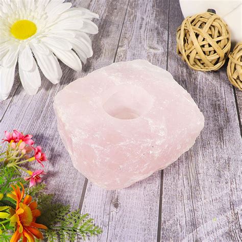 Rose Quartz Candle Holder Natural Crystal Home Decor Etsy