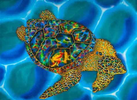 Jean Baptiste Saint Lucia Silk Artist Turtle Turtle Painting