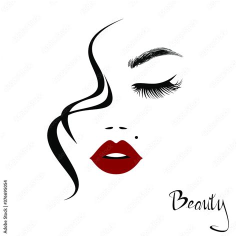 Beautiful Sexy Face Red Lips Fashion Woman Element Design Nails