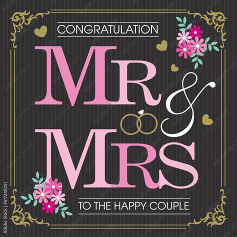 happy wedding with mr and mrs text Stock Vector | Adobe Stock