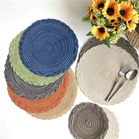 Imitation Polyester Cotton Placemat Ins Fried Dough Twists Braid Woven