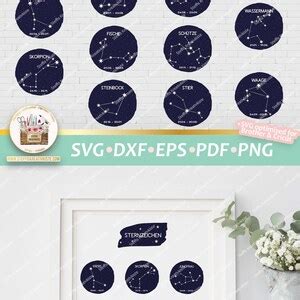 Bundle Sternzeichen Deutsch Plotterdatei SVG PNG DXF Digistamp