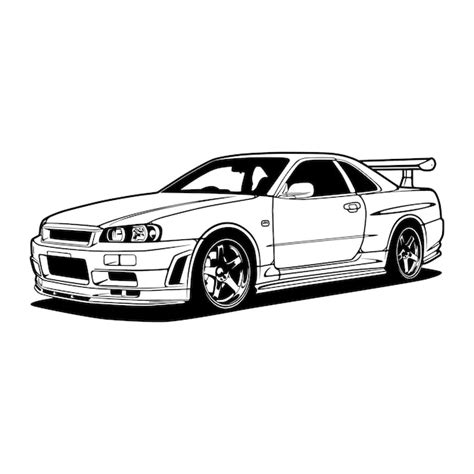 Ilustraci N De Vector De Coche Blanco Y Negro Vector Premium