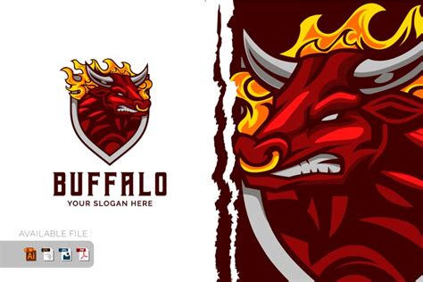 Angry Bull Buffalo Logo Vector Mascot template