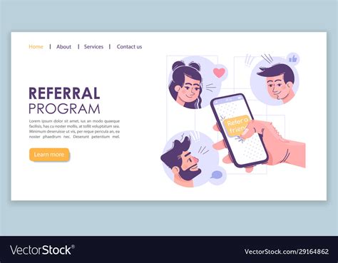 Referral program landing page template social Vector Image