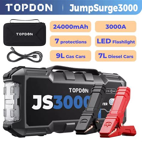 Topdon Js A Car Jump Starter Power Bank V Car Off