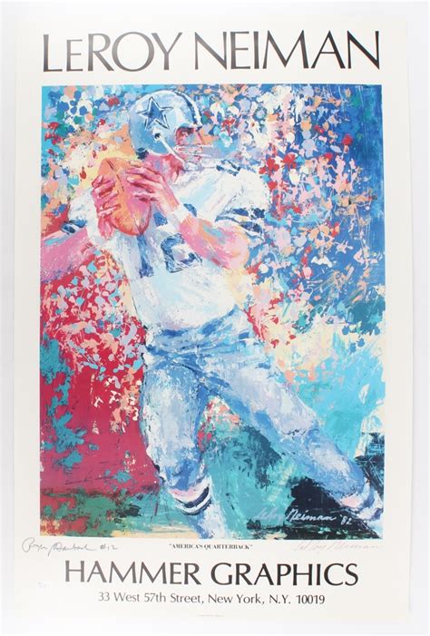 Roger Staubach And Leroy Neiman Signed Americas Quarterback 22x34