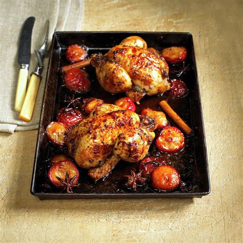 Roasted Poussin With Star Anise Cinnamon And Plums Photograph By