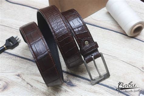 Handmade Alligator Leather Belt Dark Brown Leather Belt Lb038 Babu Handmade Leather