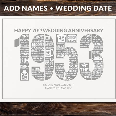 70th Wedding Anniversary Card Etsy Uk