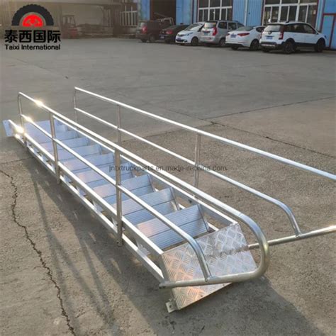 Metal Outdoor Galvanized Stair With Balustrades Handrails Industrial