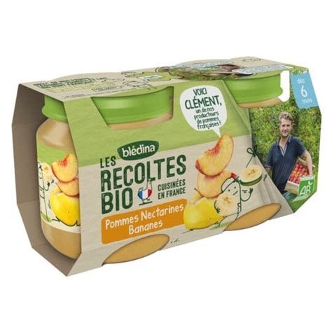 Compote bébé dès 6 mois pommes nectarines bananes Les Récoltes Bio