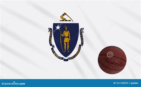 Banderas De Massachusetts Ondeando Y Baloncesto Rota Bucle Metrajes