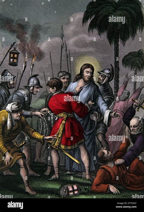 Illustration Of Jesus Christ Being Betrayed And Arrested Matthewxxvi