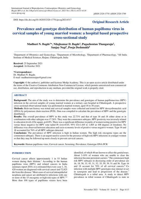 Pdf Prevalence And Genotype Distribution Of Human Papilloma Virus In