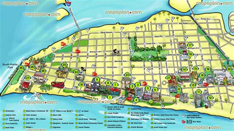 Miami Top Tourist Attractions Map Miami South Beach Points Interests