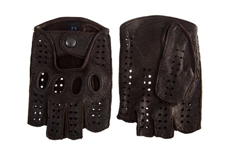 Men S Fingerless Peccary Leather Gloves Hand Sewn Hungant