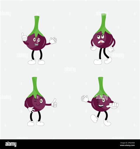 Cute Eggplant Character Vector Illustration Flat Eggplant Cartoon