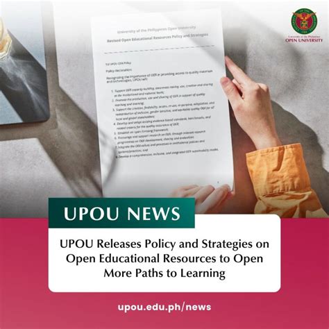 UPOU Releases Policy And Strategies On Open Educational Resources To