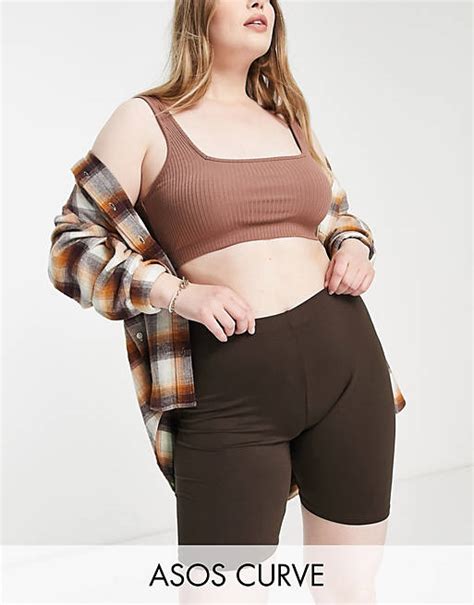 Asos Design Curve Basic Legging Shorts In Chocolate Asos