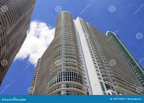 Ultra Modern Rental Apartment Towers In Downtown Miamiflorida Stock