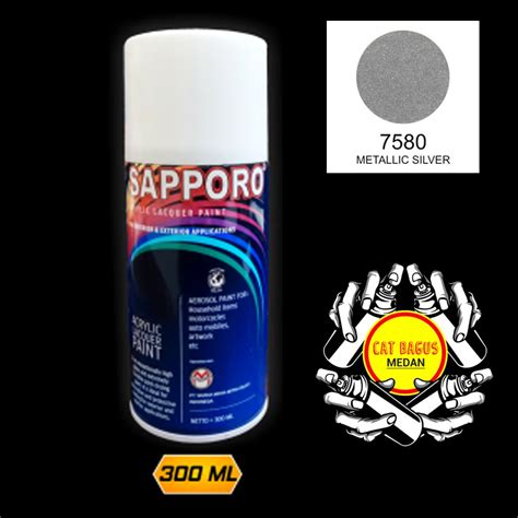 Jual SAPPORO 7580 METALLIC SILVER CAT SEMPROT 300 ML CAT MOTOR AEROSOL