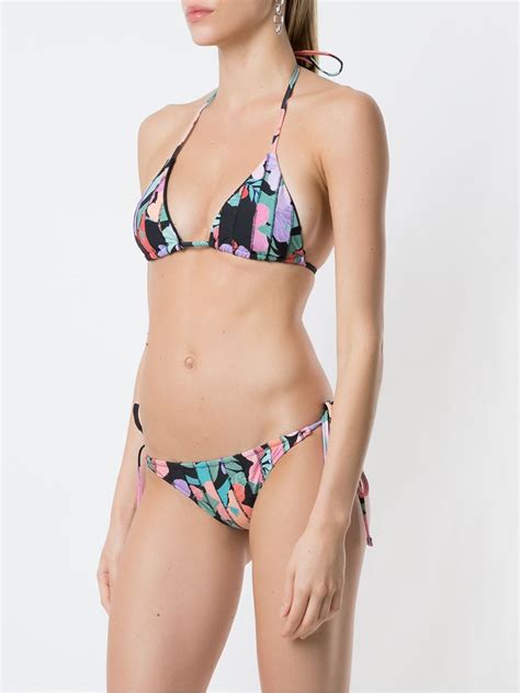 Amir Slama Print Hibiscus Bikini Set Farfetch