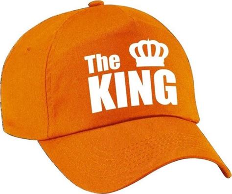 X Stuks The King Pet Cap Oranje Met Witte Letters En Kroon Voor