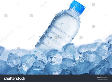 Cold Water Bottle On Ice Cubes Stock Photo 246086311 : Shutterstock