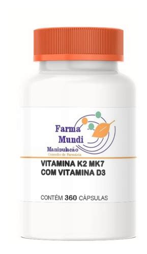 Vitamina K2 Mk7 100 Mcg Vit D3 10 000 Ui 360 Caps Parcelamento Sem Juros