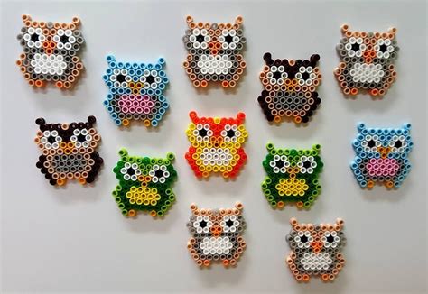 Owl Sowy Koraliki Pyssla Hama Magnesy Perline Hama Beads