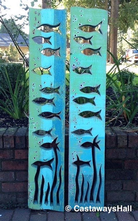 Wood School Of Fish Art Panel Sign Wall Decor Vertical Etsy Fish