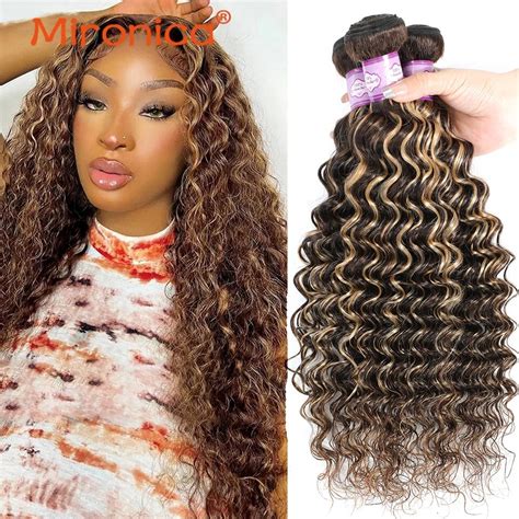 10 30 Inch Deep Wave Human Hair Bundles P427 Highlight Honey Blonde Brazilian Hair Extension