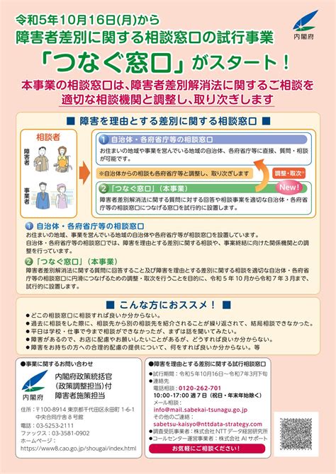 障がい者差別に関する相談窓口試行事業「つなぐ窓口」のご案内（徳島県） 徳島商工会議所