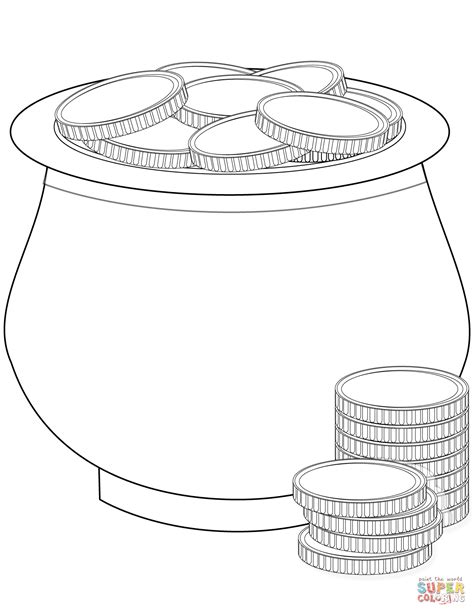 Pot Of Gold Coins Coloring Page Free Printable Coloring Pages