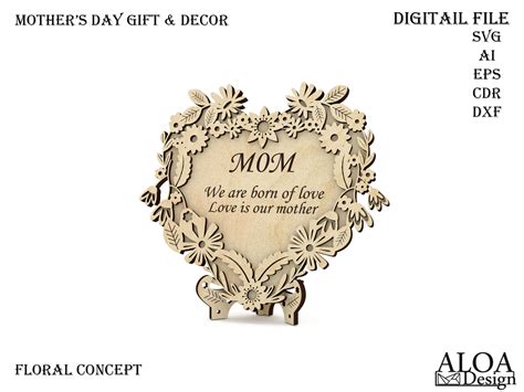 Mother S Day Flowers Svg Mom Day Decor Laser Cut Mom Etsy