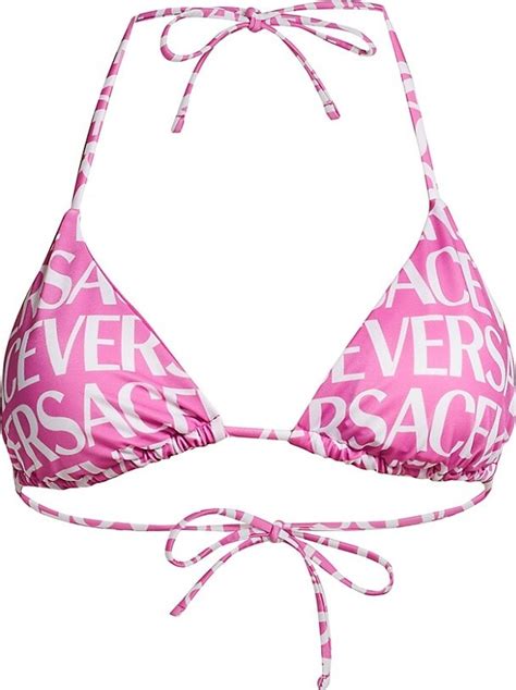 Versace Logo Print Triangle Bikini Top Shopstyle Two Piece Swimsuits