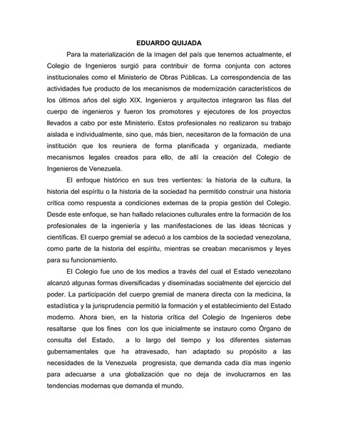 Ensayo Colegio De Ingenieros Crisis Actual PDF