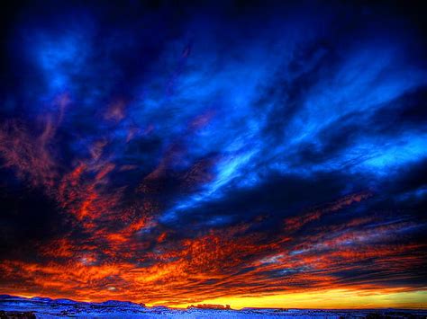 Restless Sky Water Orange Black Yellow Sunset Clouds Sky Blue