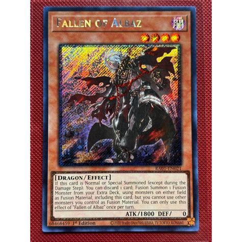 Ra01 Lá Bài Thẻ Bài Yugioh Fallen Of Albaz Super Ultra Secret Rare Tặng Bọc Bài Nhựa Bảo