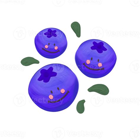 Cute Blueberry Fruit Stationary Sticker Oil Painting Png