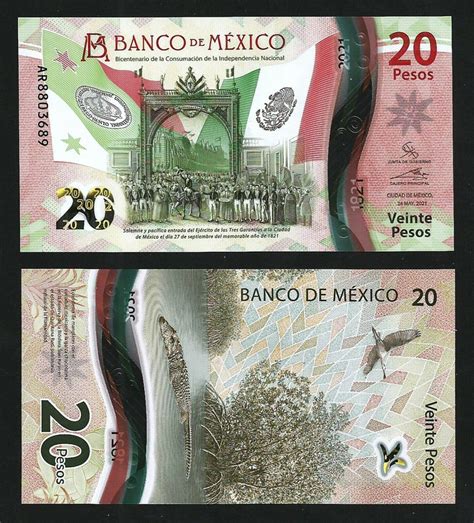 Mexico 20 Pesos 2021 UNC Polymer Commemorative P New Design