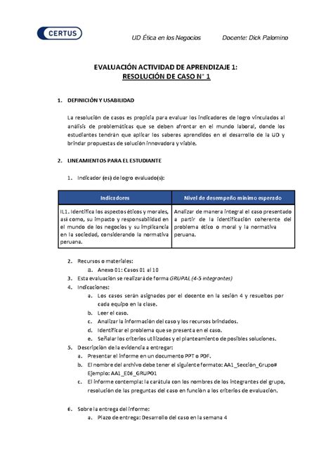 Lineamientos De Evaluaci N Aa Tica En Los Negocios Ud Tica En Los