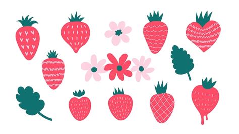 Premium Vector Hand Drawn Strawberry Set