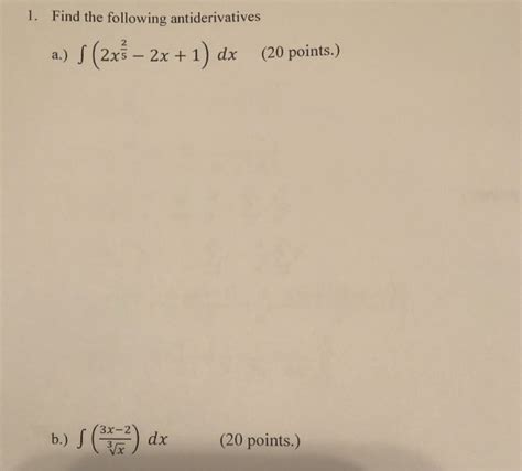 Solved 1 Find The Following Antiderivatives A 2x 2x 1 Chegg