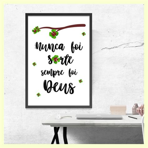 Quadro Decorativo Frase Nunca Foi Sorte Sempre Foi Deus