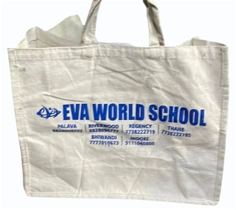 Handled White Printed Promotional Cotton Shopping Bag 5kg Max At Rs