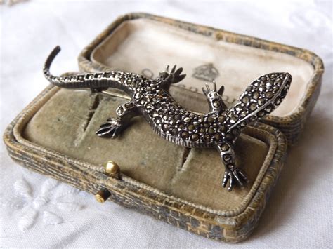 Stunning Vintage 1950s Sterling Silver Marcasite LIZARD Brooch Etsy