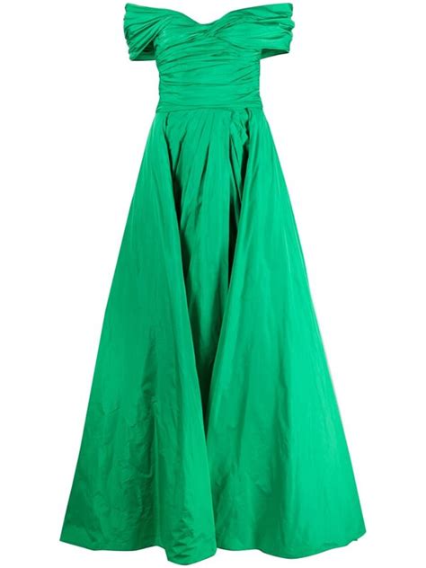 Zuhair Murad Off Shoulder A Line Gown Green Editorialist