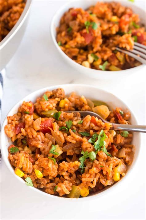 Spanish Rice With Ground Beef Easy One Pot Method Valeries Kitchen